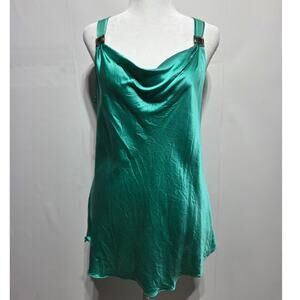 White House Black Market Green Silk Blend Cowl Neck Tank Top Size Medium